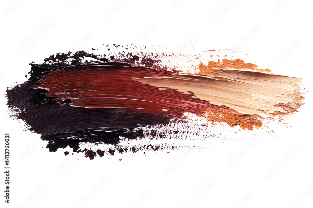 Poster lipstick and foundation smears are creating an abstract design on a white background, perfect for be