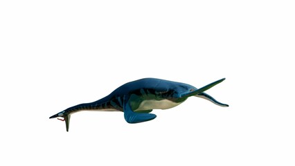 Realistic 3D Illustration of an Ichthyosaur Swimming on White Background