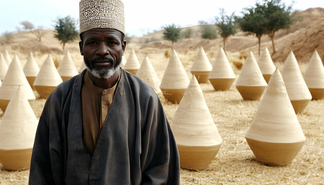 Ethiopian Man Amongst Injera Baskets
