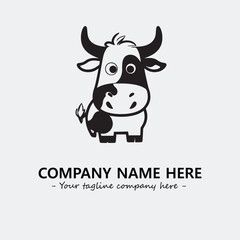 Cow illustration black and white for logo company vector image
