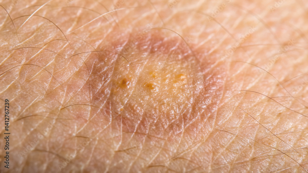 Aufkleber close up view of skin showing scalp condition with signs of fungus. texture and details highlight im