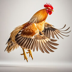 A big cock flapping its wings and taking off