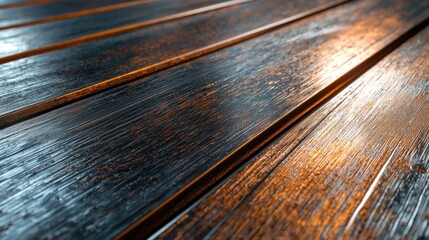 A wooden surface with a dark brown color