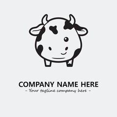 Cow illustration black and white for logo company vector image
