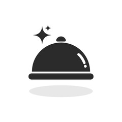 Naklejka premium Tray and cover icon for web, mobile apps ui. Restaurant cloche. Cafe food serving tray. Food platter serving signs.