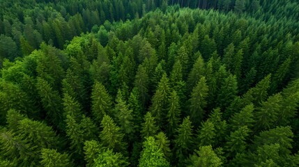 Lush Green Forest Aerial View Capturing Vibrant Tree Canopy and Nature's Beauty : Generative AI
