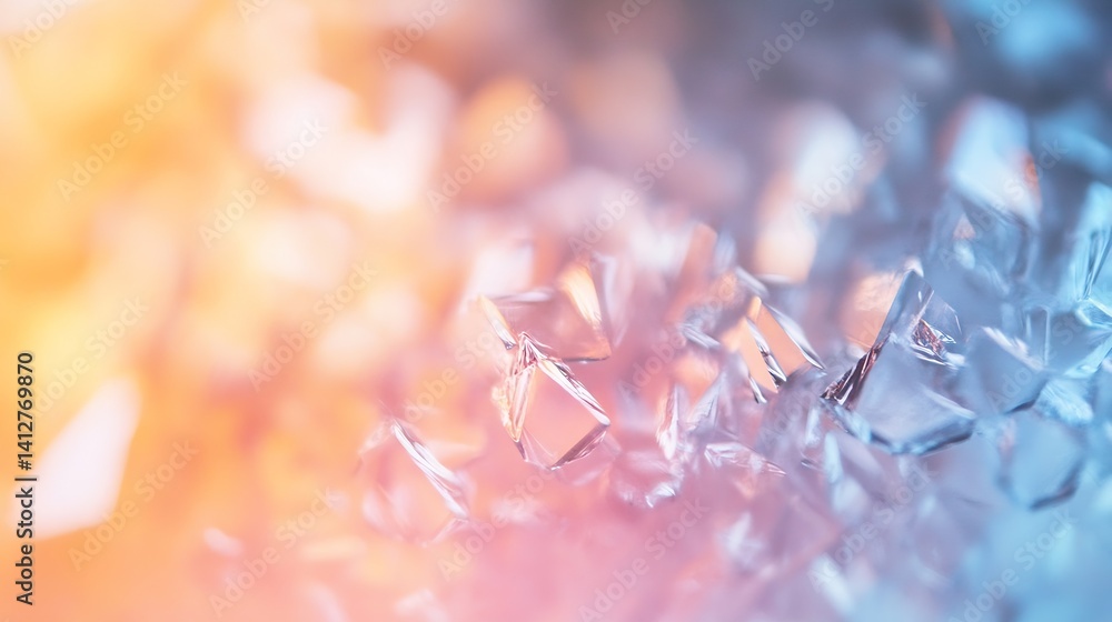 Aufkleber abstract close up of colorful crystalline patterns blending hues of orange and blue in artistic comp