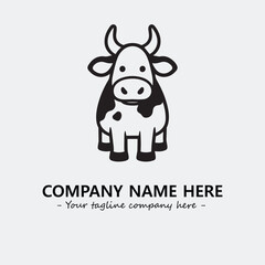 Cow illustration black and white for logo company vector image
