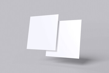 Square Business Card white fornt and back view for mockup template