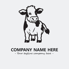 Cow illustration black and white for logo company vector image
