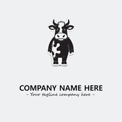 Cow illustration black and white for logo company vector image
