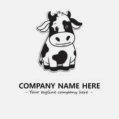 Cow illustration black and white for logo company vector image
