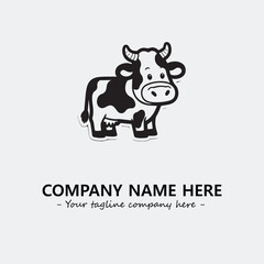 Cow illustration black and white for logo company vector image
