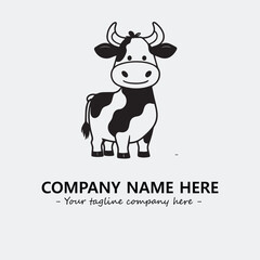 Cow illustration black and white for logo company vector image
