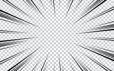 Obraz premium Manga comic book background with Radial lines speed frame. Speed ​​or superhero element. Vector illustration.