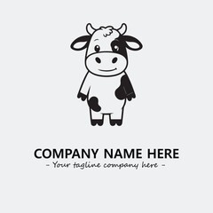 Cow illustration black and white for logo company vector image
