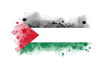 Palestine Flag Artistic – Isolated on Transparent Background | Watercolor, Halftone, Grunge, and Real Ink Texture Style Inspired by the National Flag of Palestine