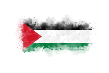 Palestine Flag Artistic – Isolated on Transparent Background | Watercolor, Halftone, Grunge, and Real Ink Texture Style Inspired by the National Flag of Palestine