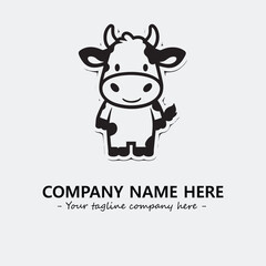Cow illustration black and white for logo company vector image
