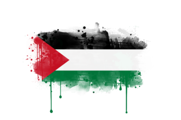 Palestine Flag Artistic – Isolated on Transparent Background | Watercolor, Halftone, Grunge, and Real Ink Texture Style Inspired by the National Flag of Palestine