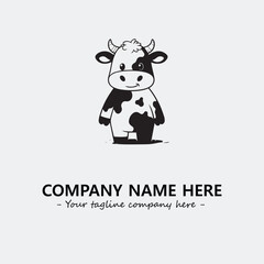 Cow illustration black and white for logo company vector image
