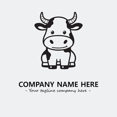 Cow illustration black and white for logo company vector image
