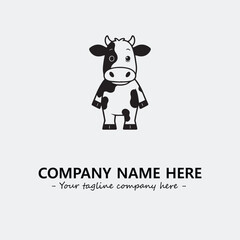 Cow illustration black and white for logo company vector image
