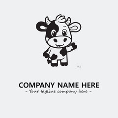 Cow illustration black and white for logo company vector image
