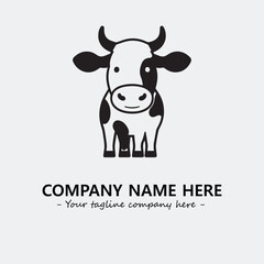 Cow illustration black and white for logo company vector image

