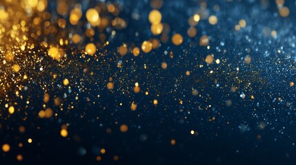 Bokeh lights on dark blue background.