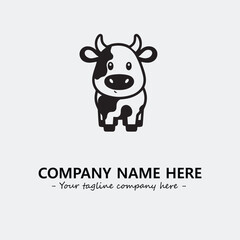 Cow illustration black and white for logo company vector image
