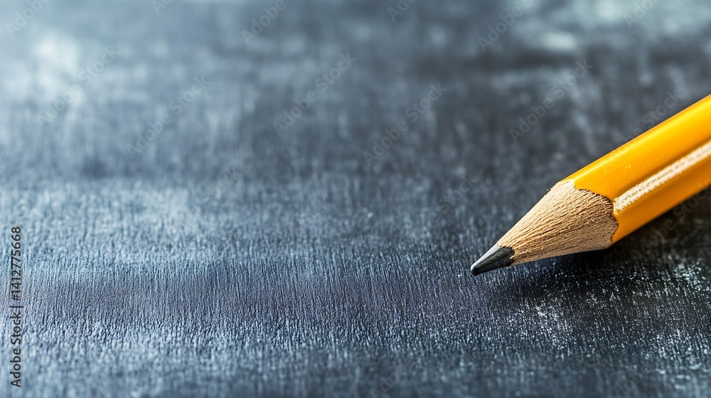 Aufkleber close up of a yellow pencil pointing on a dark surface for artistic and creative concepts : generati