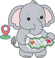 Obraz premium Cute Elephant vector icon. Funny baby Elephant animal series stock illustration. Life of fluffy Elephant designs.