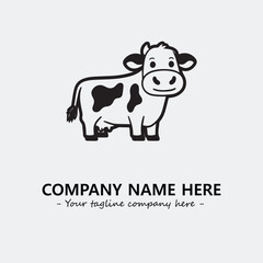 Cow illustration black and white for logo company vector image
