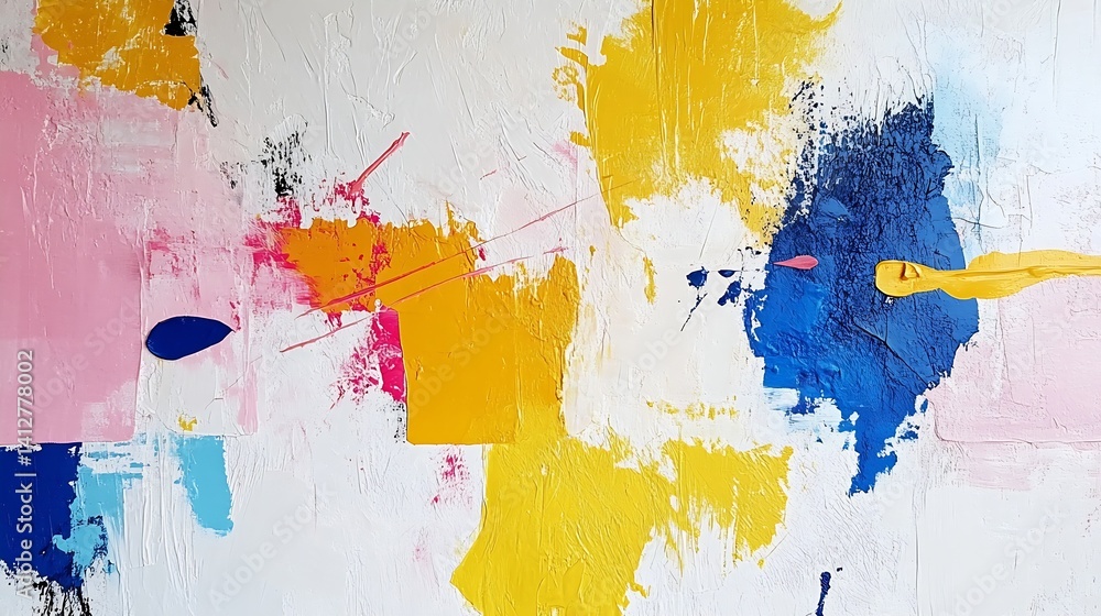 Fototapete Vibrant Abstract Colorful Painting with Bright Strokes and Shapes on Canvas : Generative AI