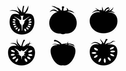 set tomato silhouette vector on white background