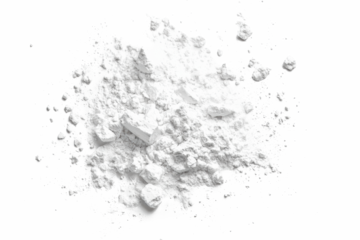 Ground bake powder particles unevenly dispersed on a pure white surface, perfect for PNG transparency