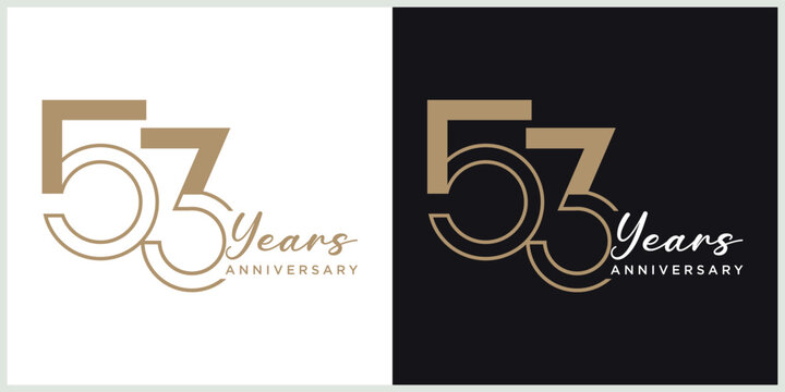 anniversary 53th logotype vector with brown and white color for special celebration day