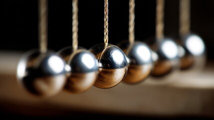 Newtons cradle demonstrating physics principles.