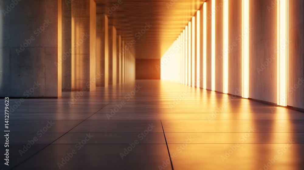 Leinwandbilder futuristic corridor with illuminated walls creating a warm inviting atmosphere : generative ai