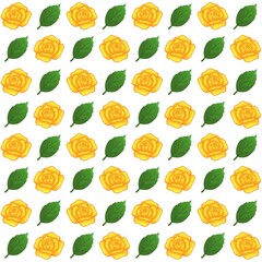 Green leaves, Yellow rose pattern background, plaid pattern, suitable for use as wallpaper, backdrop, postcard, back