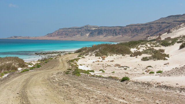 Road down to the Indian Ocean in Sokotra