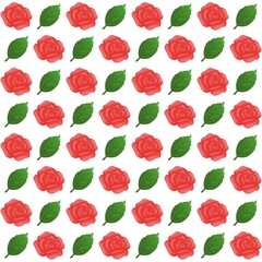 Green leaves, Red rose pattern background, plaid pattern, suitable for use as wallpaper, backdrop, postcard, back