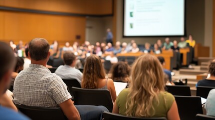 Audience Attending Lecture in Conference Hall with Engaged Participants and Speakers : Generative AI