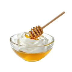 Delicious fresh greek yogurt with honey white food photography minimalist style