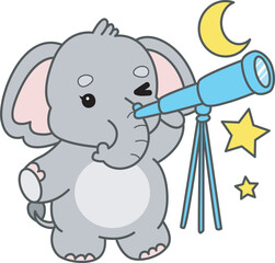 Cute Elephant vector icon. Funny baby Elephant animal series stock illustration. Life of fluffy Elephant designs.