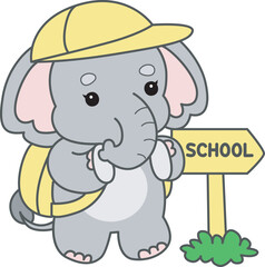Cute Elephant vector icon. Funny baby Elephant animal series stock illustration. Life of fluffy Elephant designs.