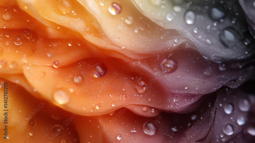 Fototapete close-up captures the intricate details of a flower blossom, enhanced by water droplets and a gradie