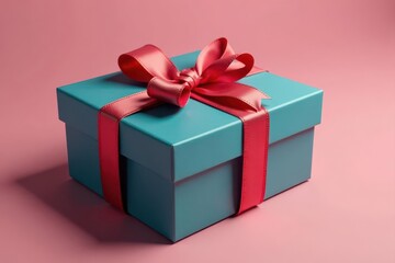 Fototapeta premium Elegant gift box mockup, satin ribbon, gold accents, retail, mockup, gold