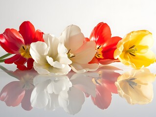 Stunning Array of Red, Yellow, and Dark Purple Flowers Captured from the Side, bouquet of flowers